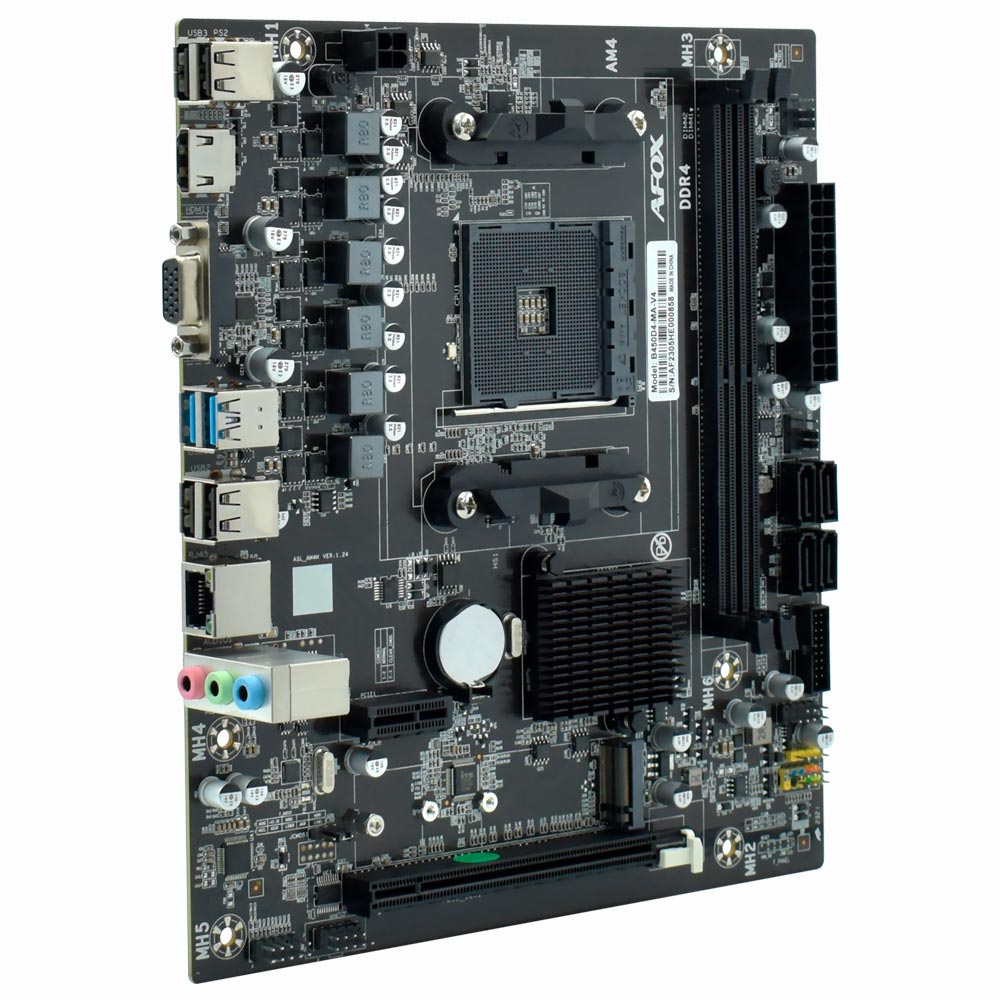 Placa Mãe AFOX B450D4-MA-V4 Socket AM4 / VGA / DDR4