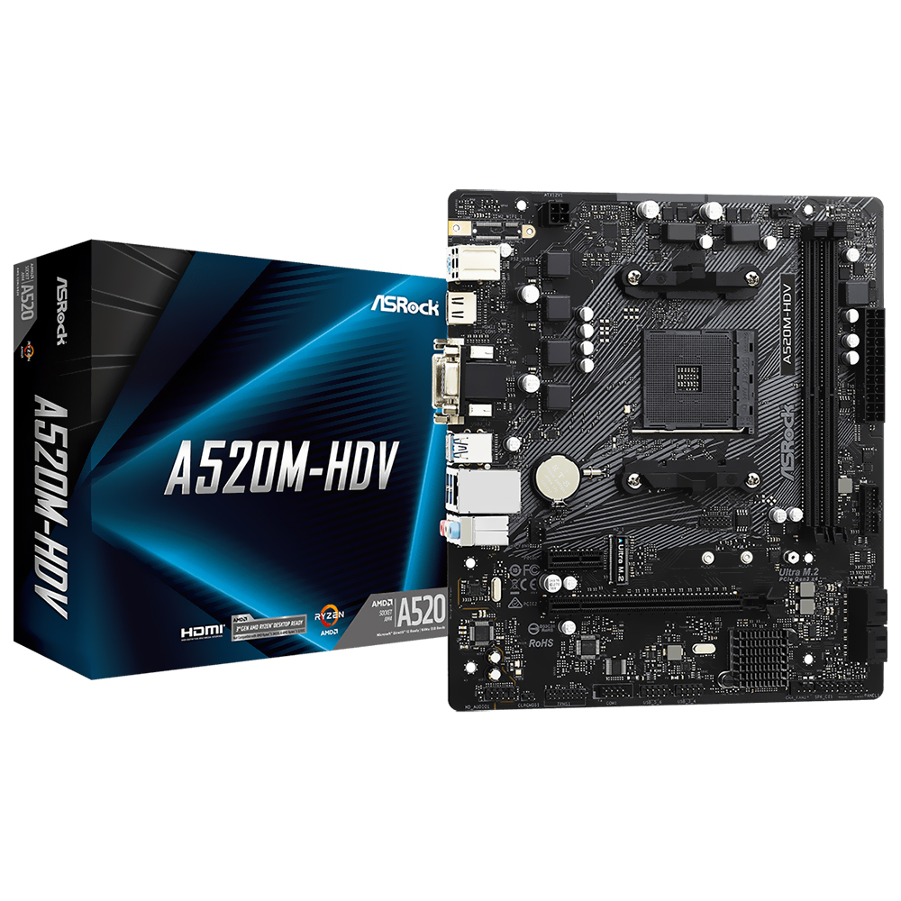 Placa Mãe ASRock A520M-HDV Socket AM4 / VGA / DDR4