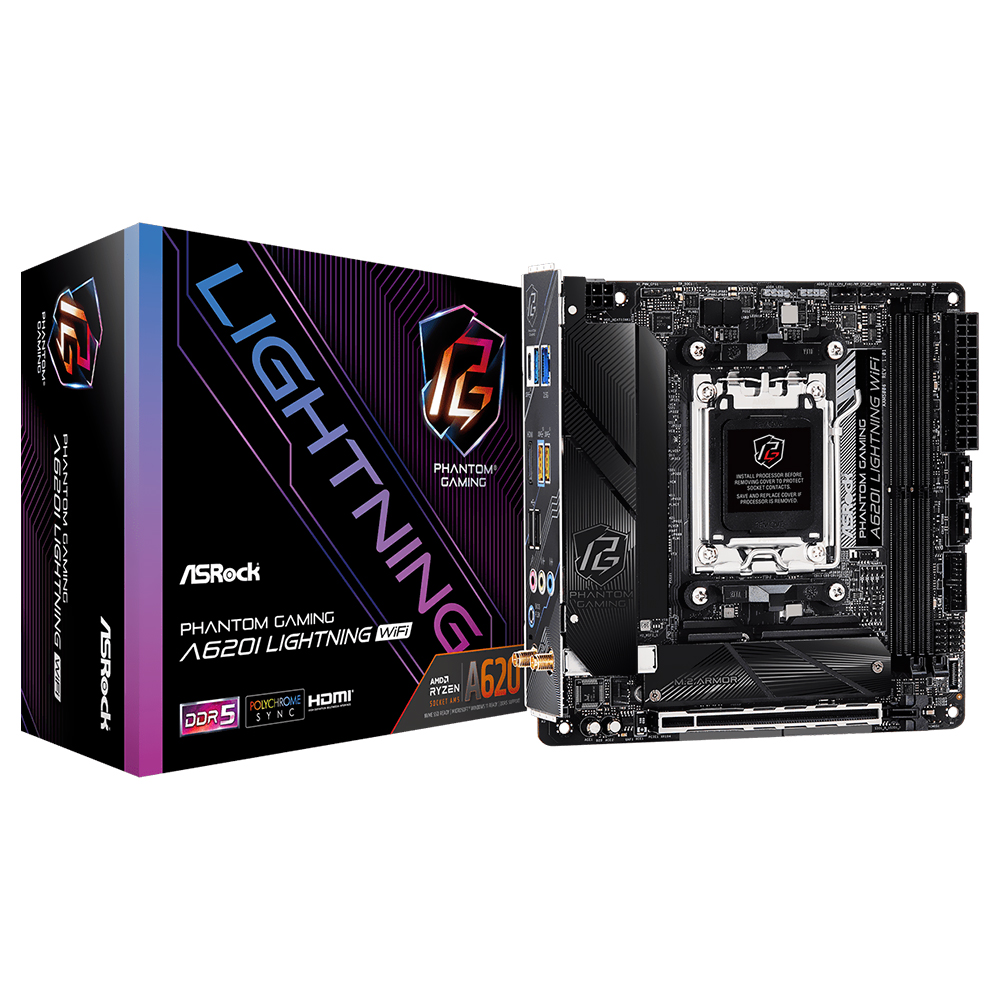 Placa Mãe ASRock A620I Lightning Wi-Fi Socket AM5 / DDR5