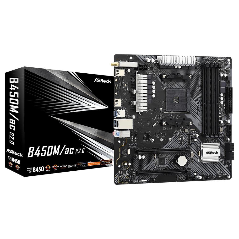 Placa Mãe ASRock B450M/AC R2.0 Socket AM4 / DDR4