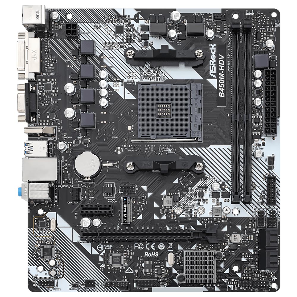 Placa Mãe ASRock B450M-HDV R4.0 Socket AM4 / VGA / DDR4