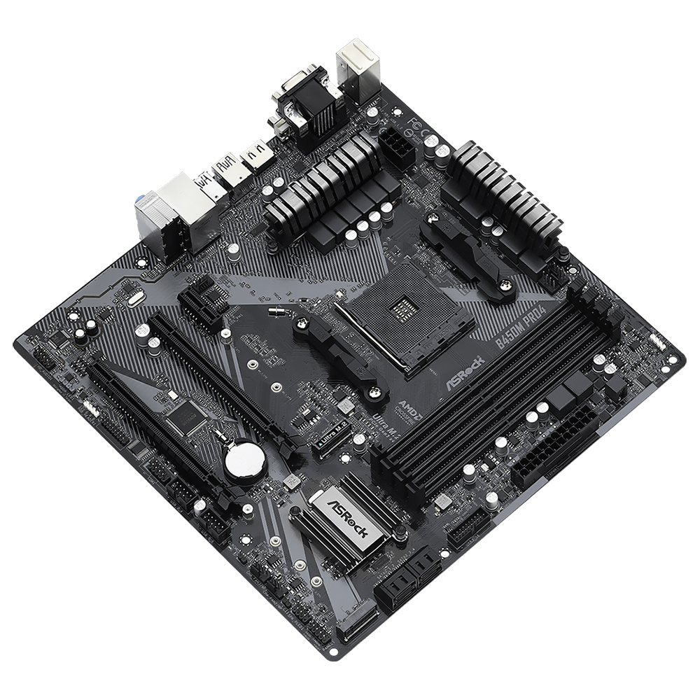 Placa Mãe ASRock B450M Pro4 R2.0 Socket AM4 / VGA / DDR4