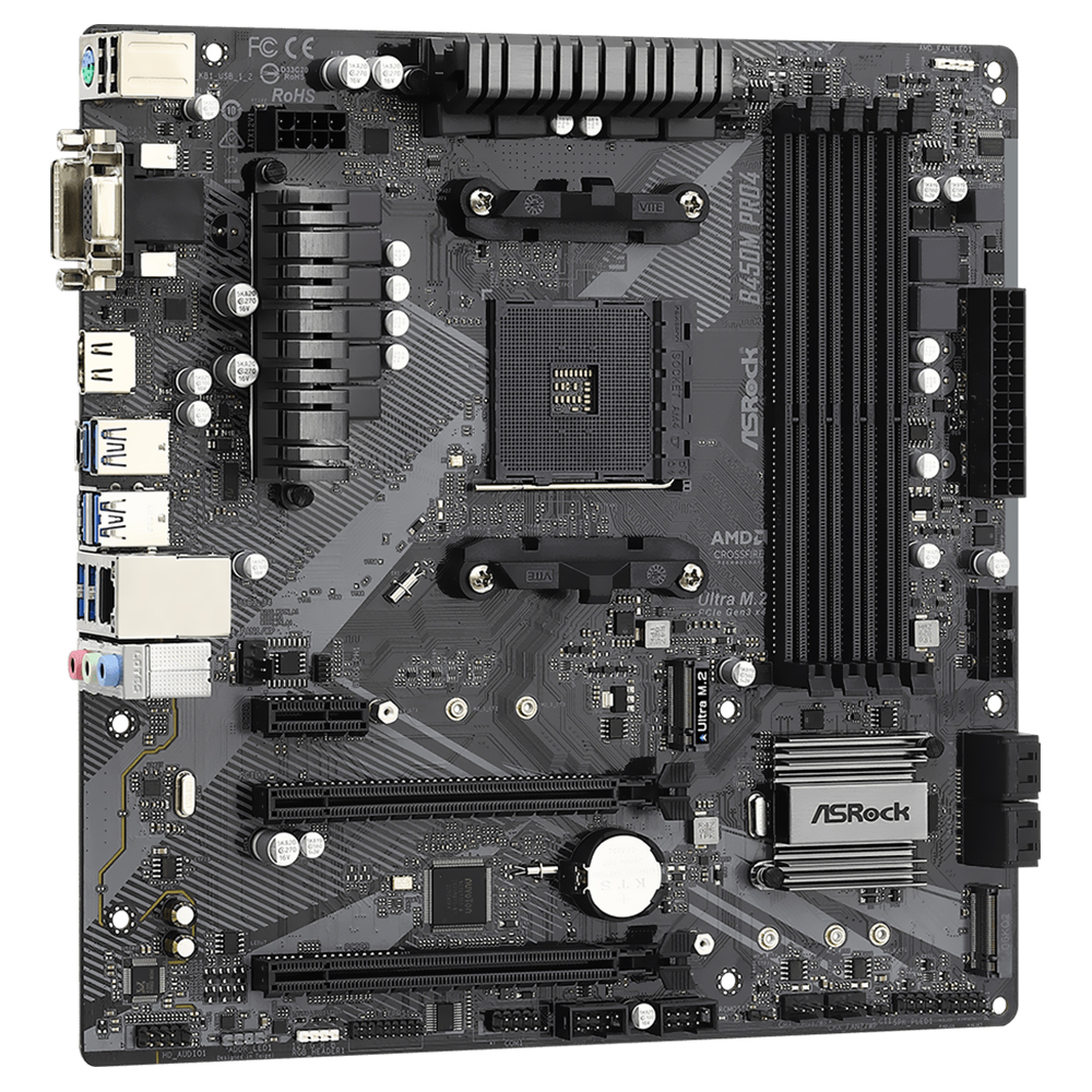 Placa Mãe ASRock B450M Pro4 R2.0 Socket AM4 / VGA / DDR4