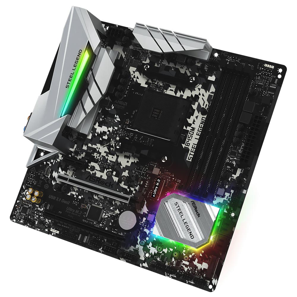 Placa Mãe ASRock B450M Steel Legend Socket AM4 / DDR4