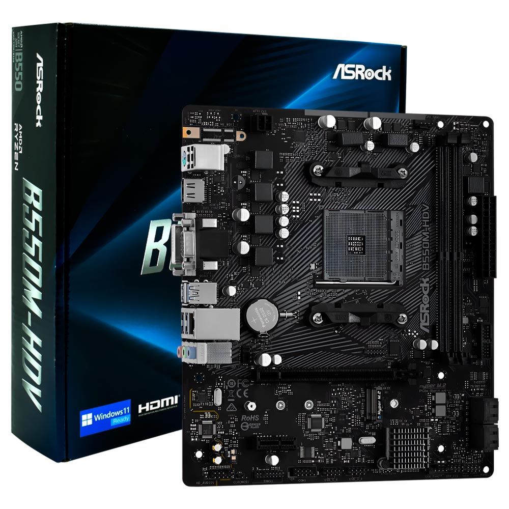 Placa Mãe ASRock B550M-HDV Socket AM4 / VGA / DDR4