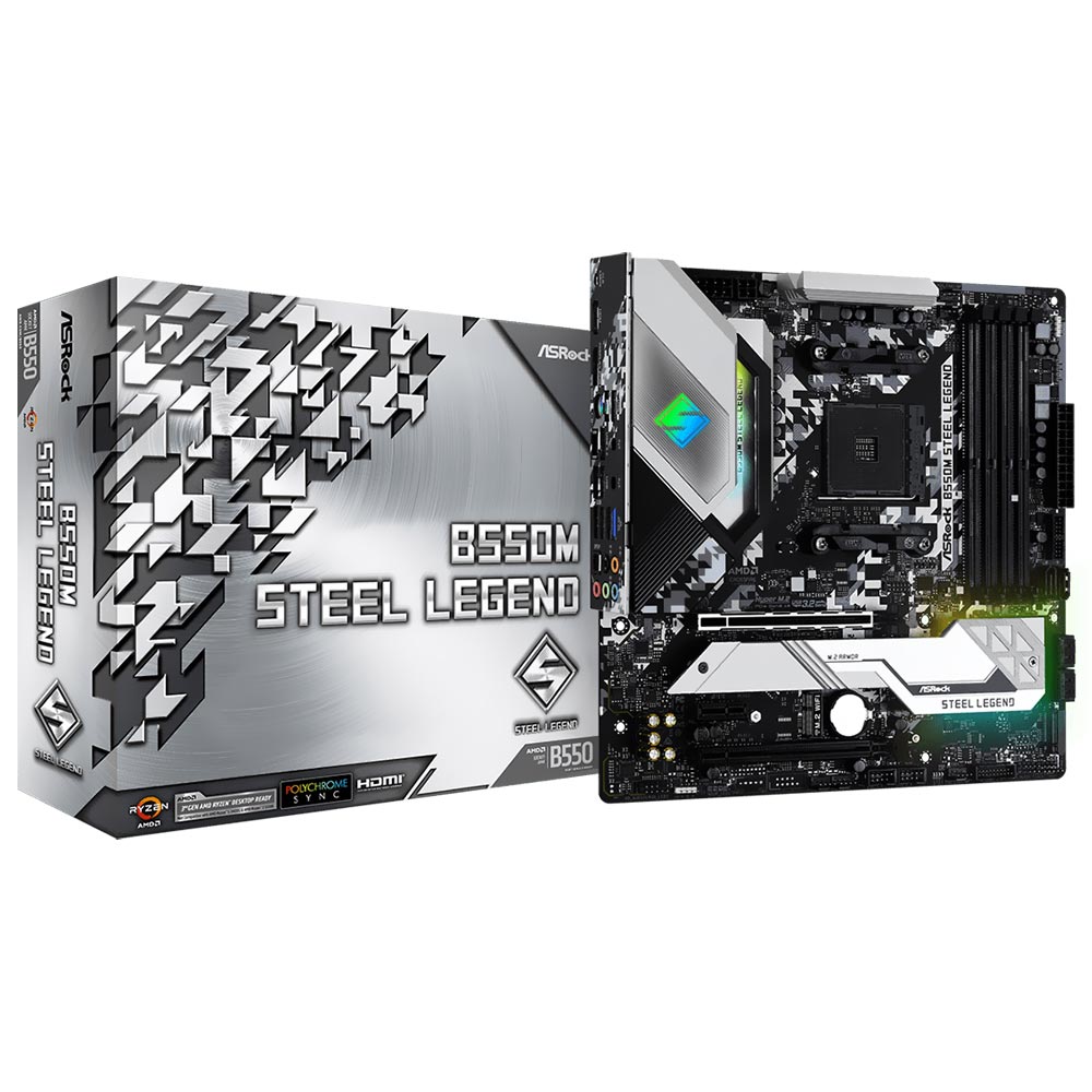 Placa Mãe ASRock B550M Steel Legend Socket AM4 / DDR4