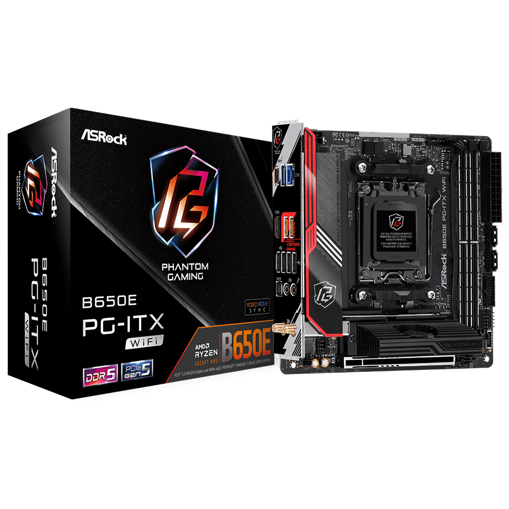 Placa Mãe ASRock B650E PG-ITX Wi-Fi Socket AM5 / DDR5