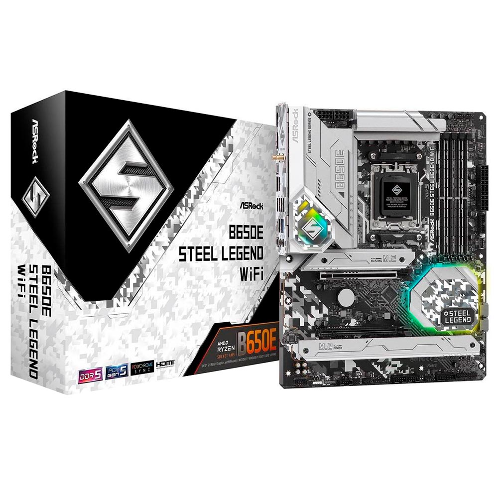 Placa Mãe ASRock B650E Steel Legend Wi-Fi Socket AM5 / DDR5