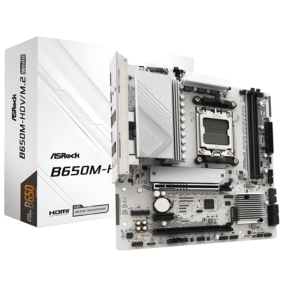 Placa Mãe ASRock B650M-HDV/M.2 White Socket AM5 / DDR5