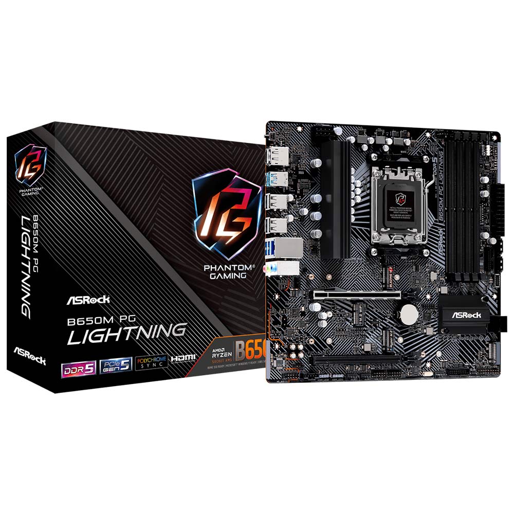 Placa Mãe ASRock B650M PG Lightning Socket AM5 / DDR5