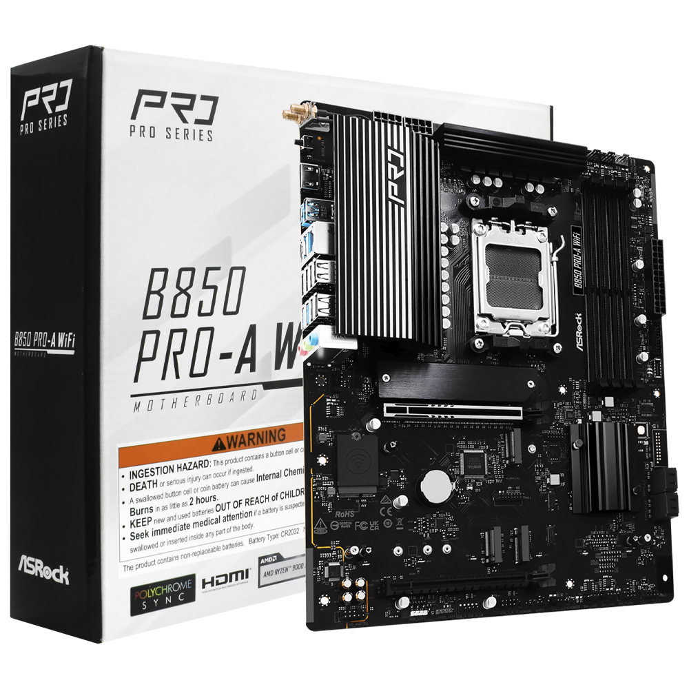Placa Mãe ASRock B850 PRO-A Wi-Fi Socket AM5 / DDR5
