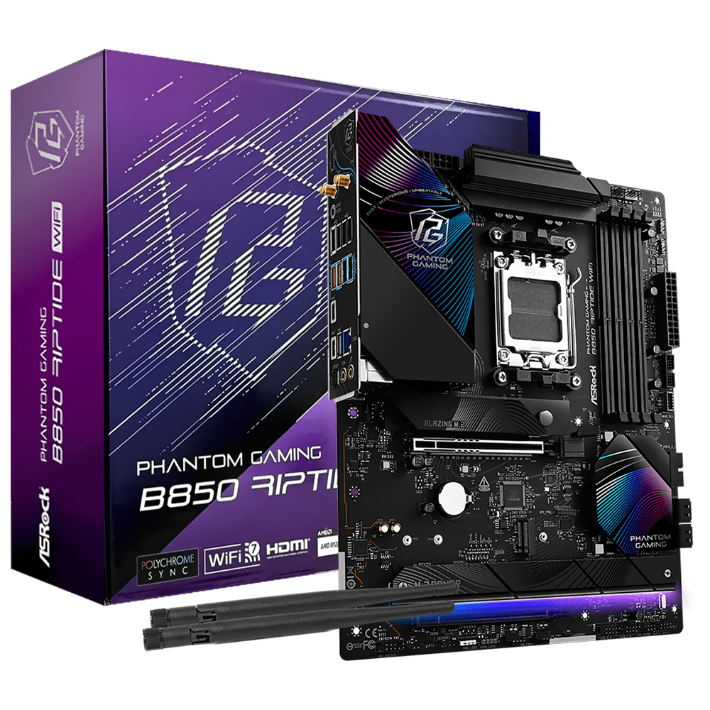 Placa Mãe ASRock B850 Riptide Wi-Fi Socket AM5 / DDR5