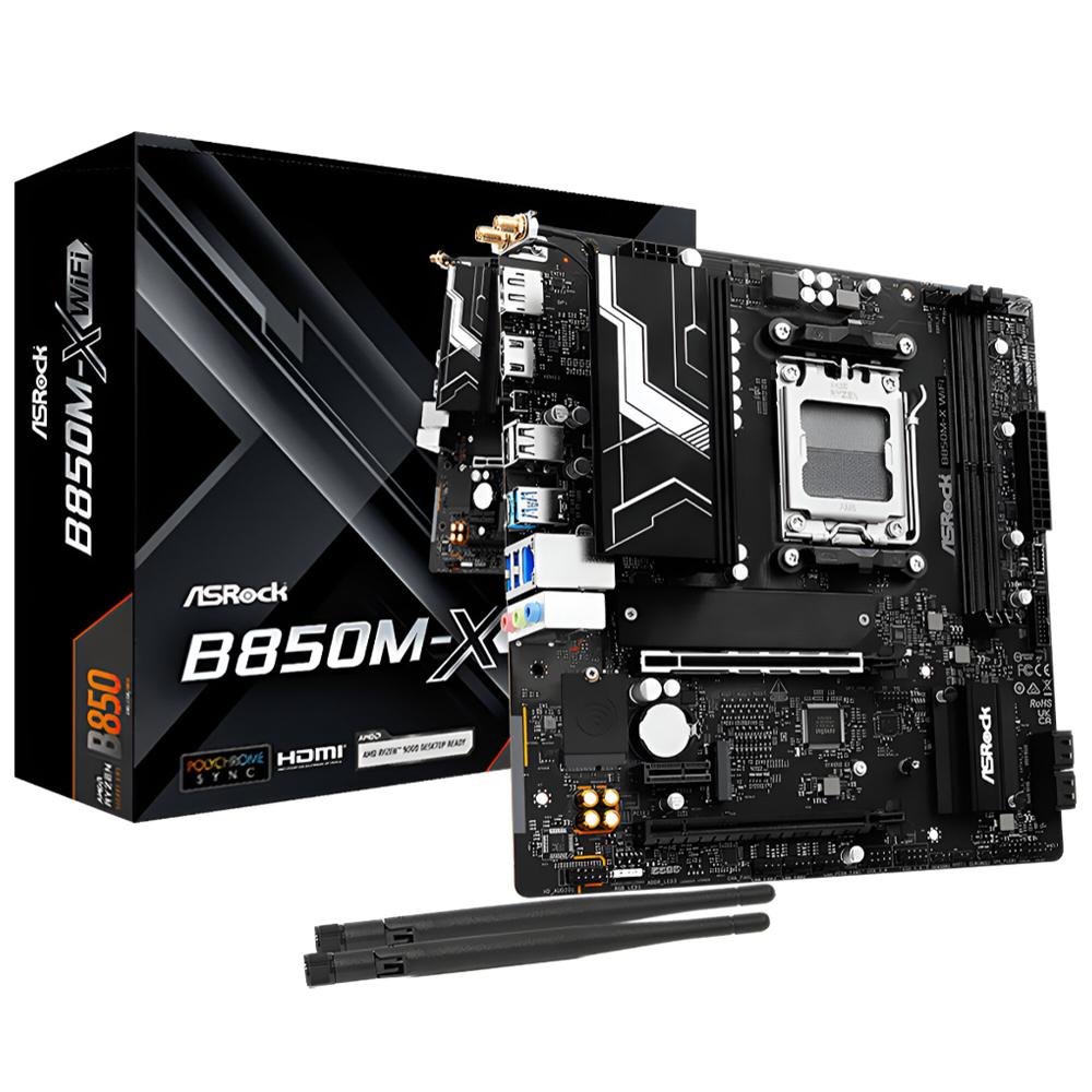 Placa Mãe ASRock B850M-X Wi-Fi R2.0 Socket AM5 / DDR5