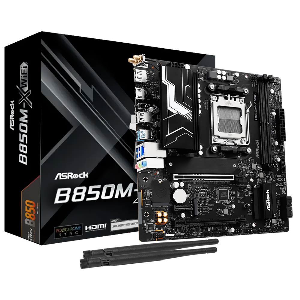Placa Mãe ASRock B850M-X Wi-Fi Socket AM5 / DDR5
