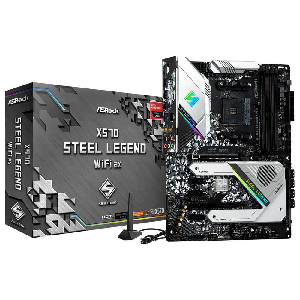 Placa Mãe ASRock X570 Steel Legend Wi-Fi ax Socket AM4 / DDR4 