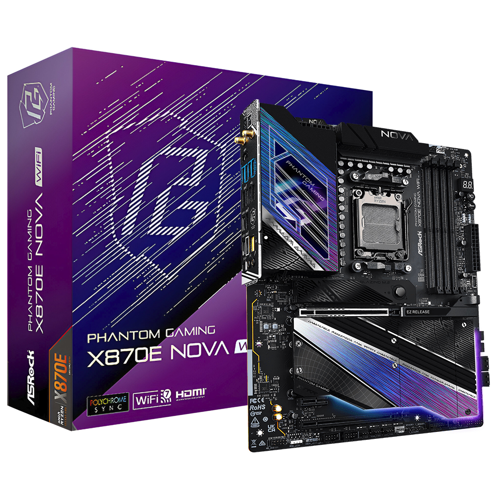 Placa Mãe ASRock X870E Nova Wi-Fi Socket AM5 / DDR5