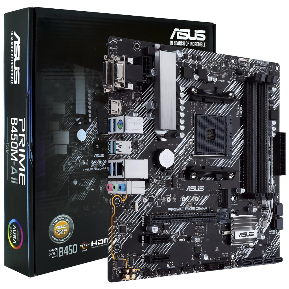 Placa Mãe ASUS Prime B450M-A II/CSM Socket LGA AM4 / VGA / DDR4