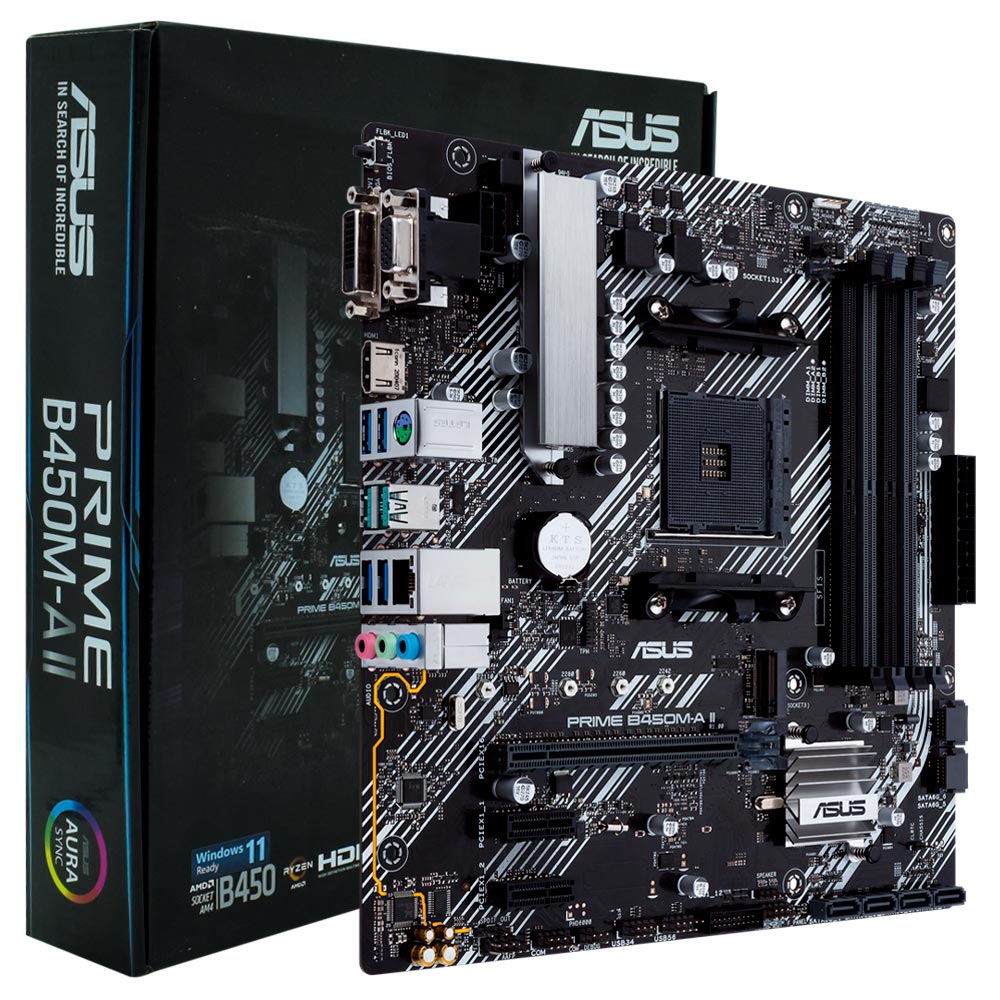 Placa Mãe ASUS Prime B450M-A II Socket AM4 / VGA / DDR4