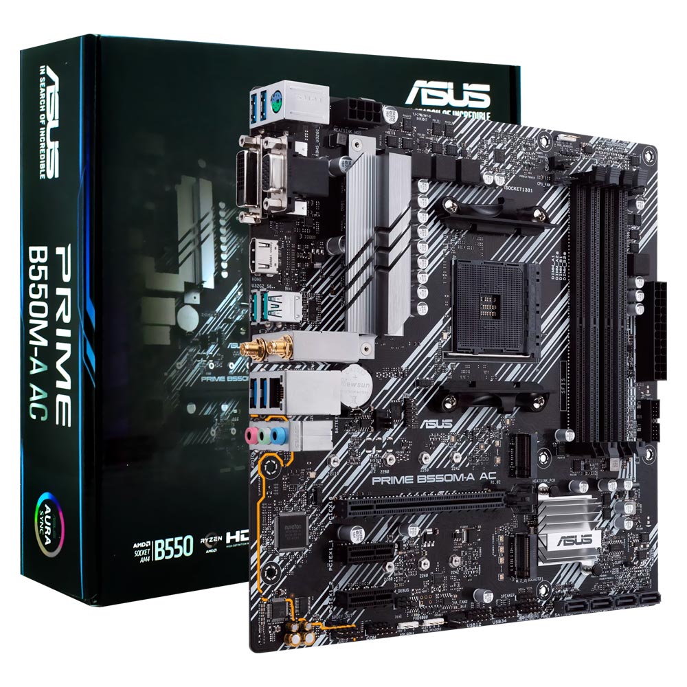 Placa Mãe ASUS Prime B550M-A AC Socket AM4 / VGA / DDR4