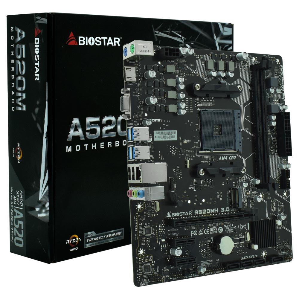 Placa Mãe Biostar A520MH Socket AM4 / VGA / DDR4