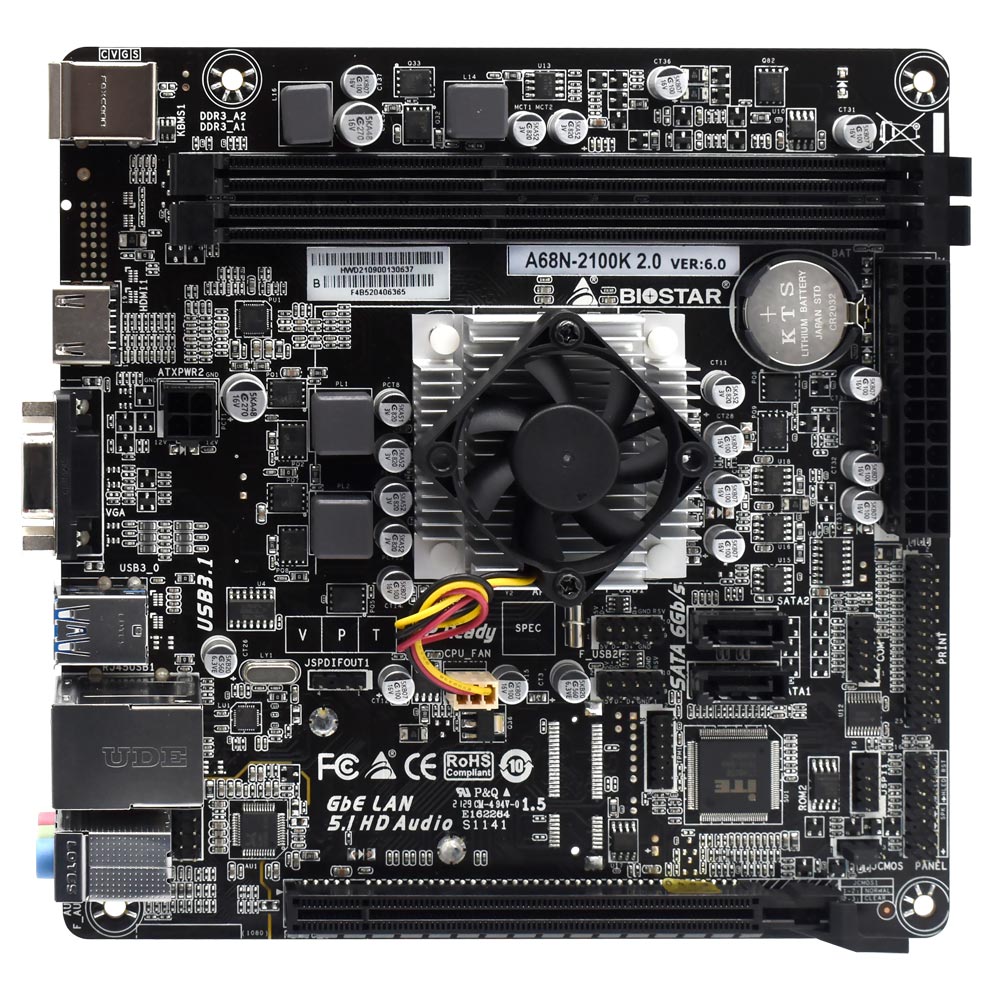 Placa Mãe Biostar A68N-2100K 2.0 + CPU AMD E1-6010 VGA / DDR3L