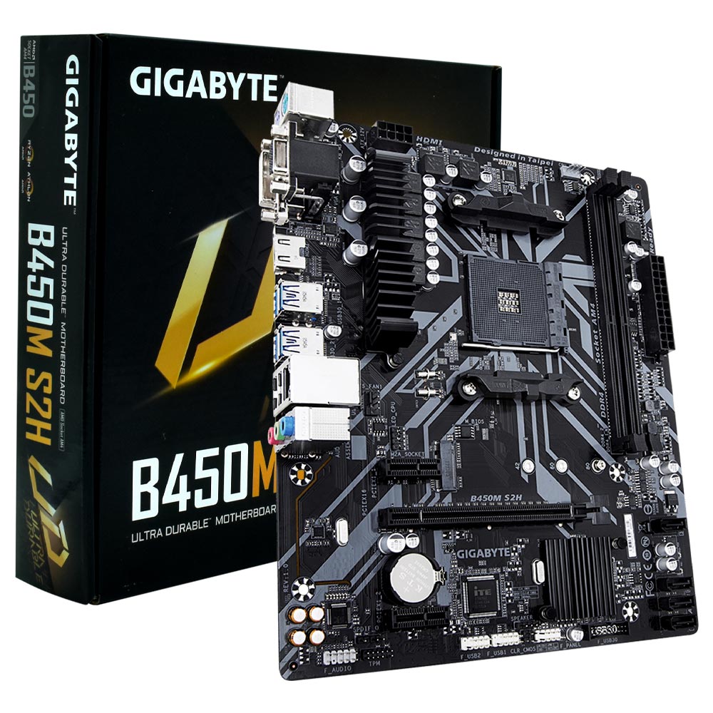 Placa Mãe Gigabyte B450M S2H Socket AM4 / VGA / DDR4 