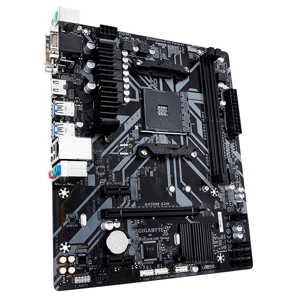 Placa Mãe Gigabyte B450M S2H Socket AM4 / VGA / DDR4 