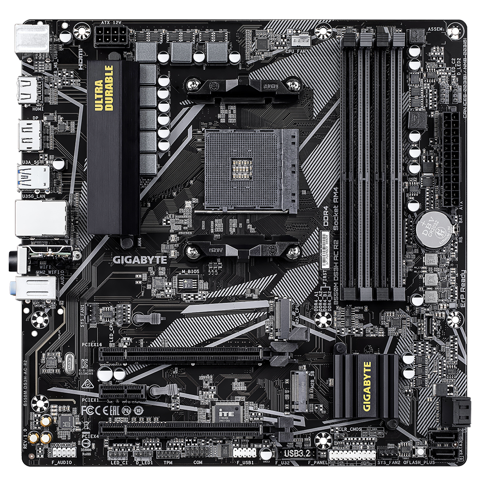 Placa Mãe Gigabyte B550M DS3H AC R2 Socket AM4 / DDR4
