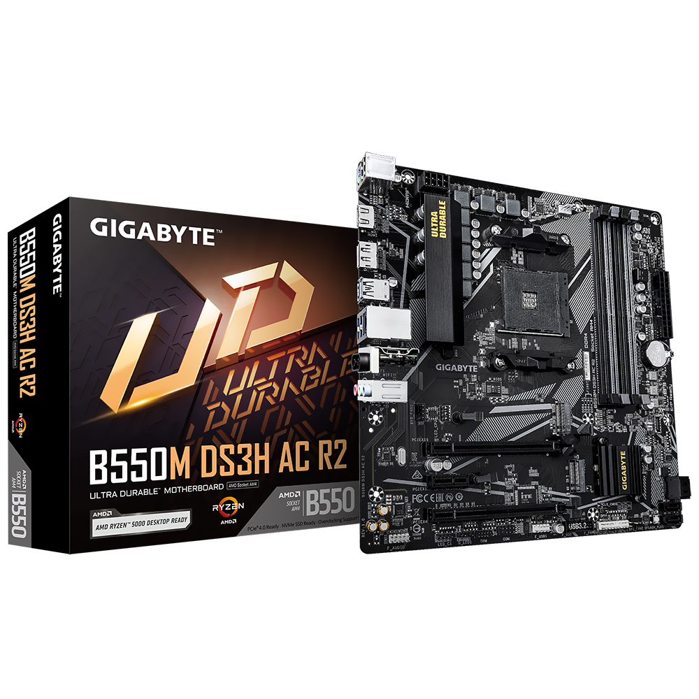Placa Mãe Gigabyte B550M DS3H AC R2 Socket AM4 / DDR4