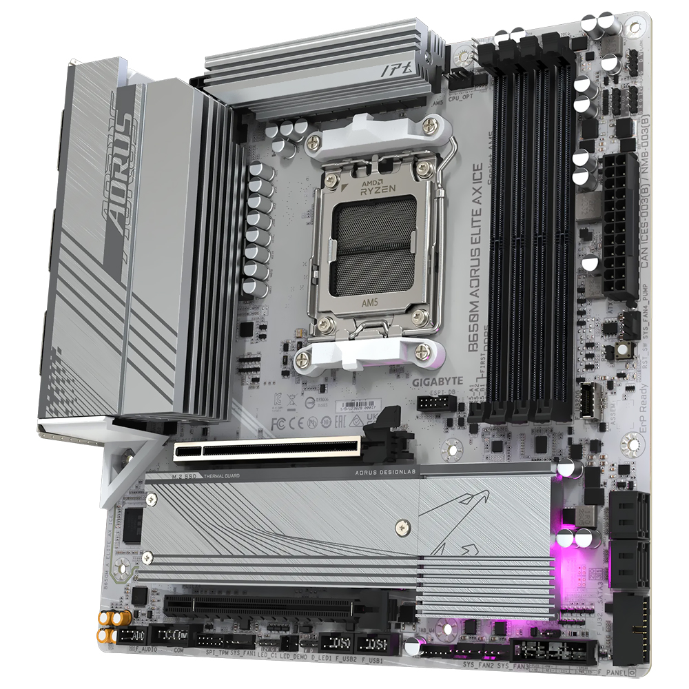 Placa Mãe Gigabyte B650M AORUS Elite AX Ice Socket AM5 / DDR5
