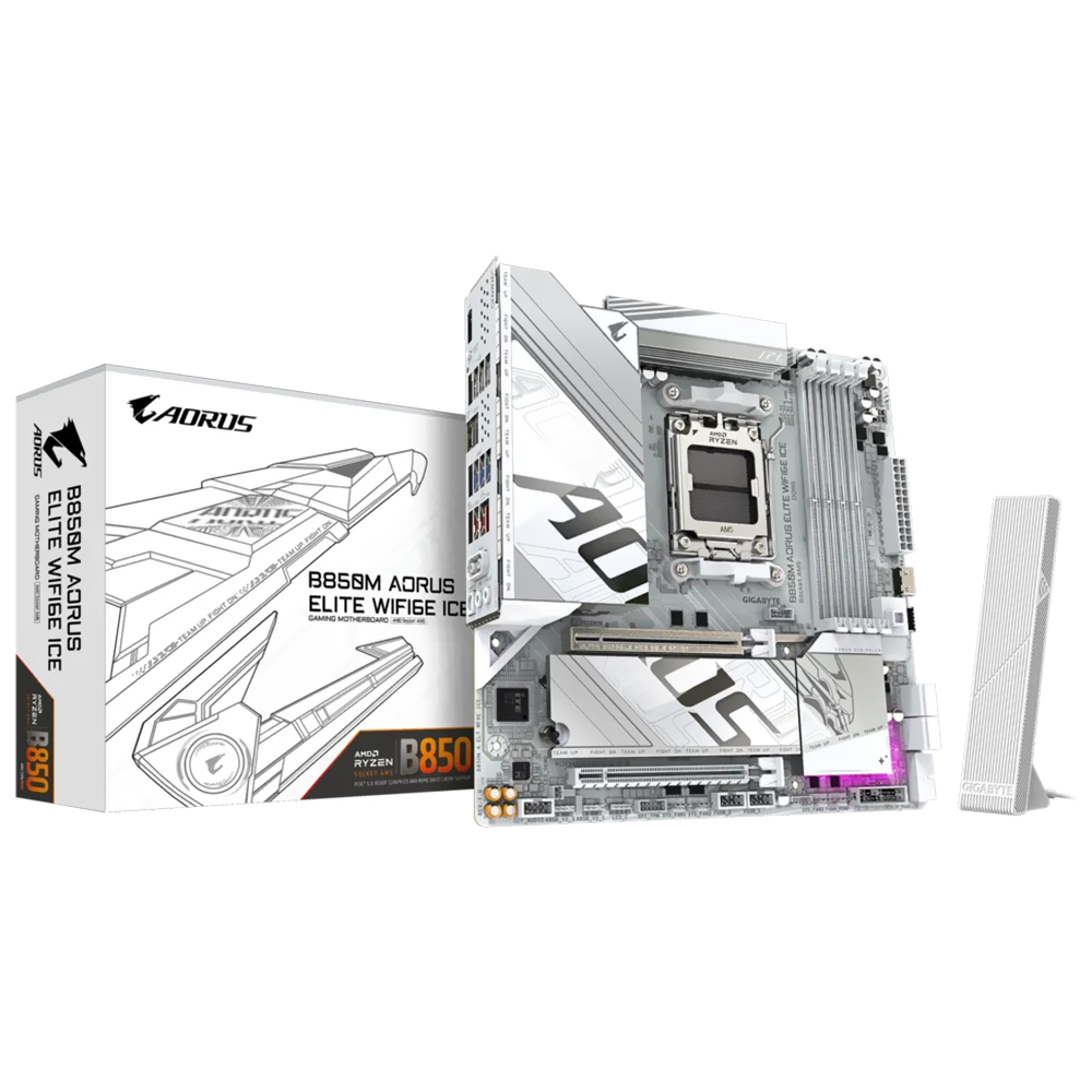 Placa Mãe Gigabyte B850M AORUS Elite Wi-Fi 6E Ice Socket AM5 / DDR5