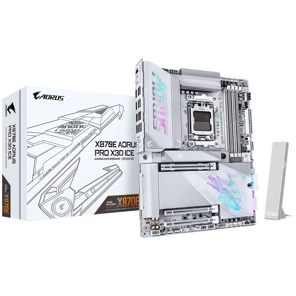 Placa Mãe Gigabyte X870E AORUS Pro X3D Ice Socket AM5 / DDR5