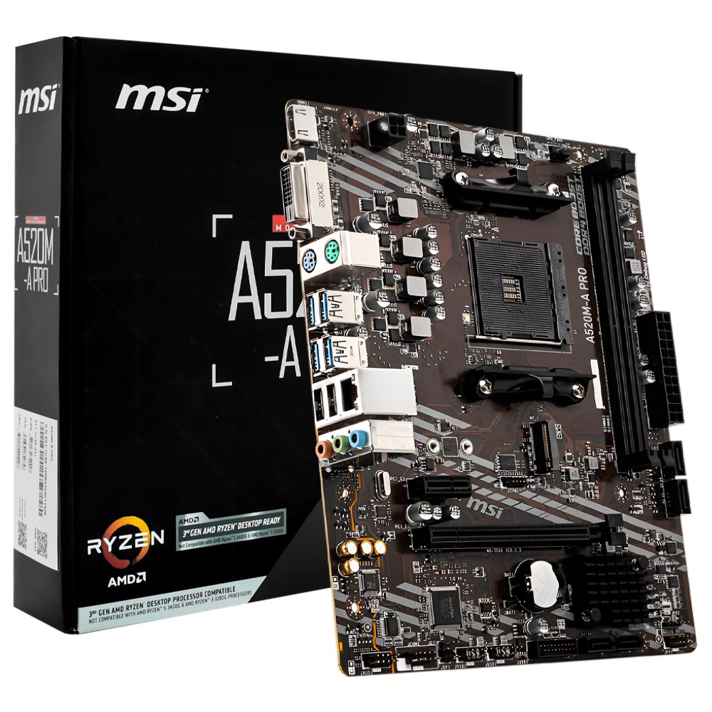 Placa Mãe MSI A520M-A PRO Socket AM4 / DDR4