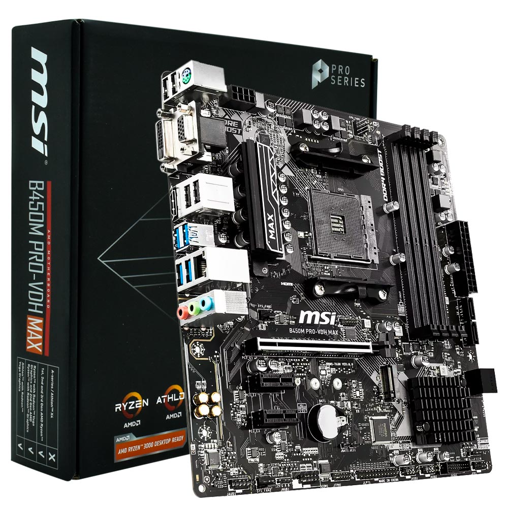 Placa Mãe MSI B450M PRO-VDH MAX Socket AM4 / VGA / DDR4