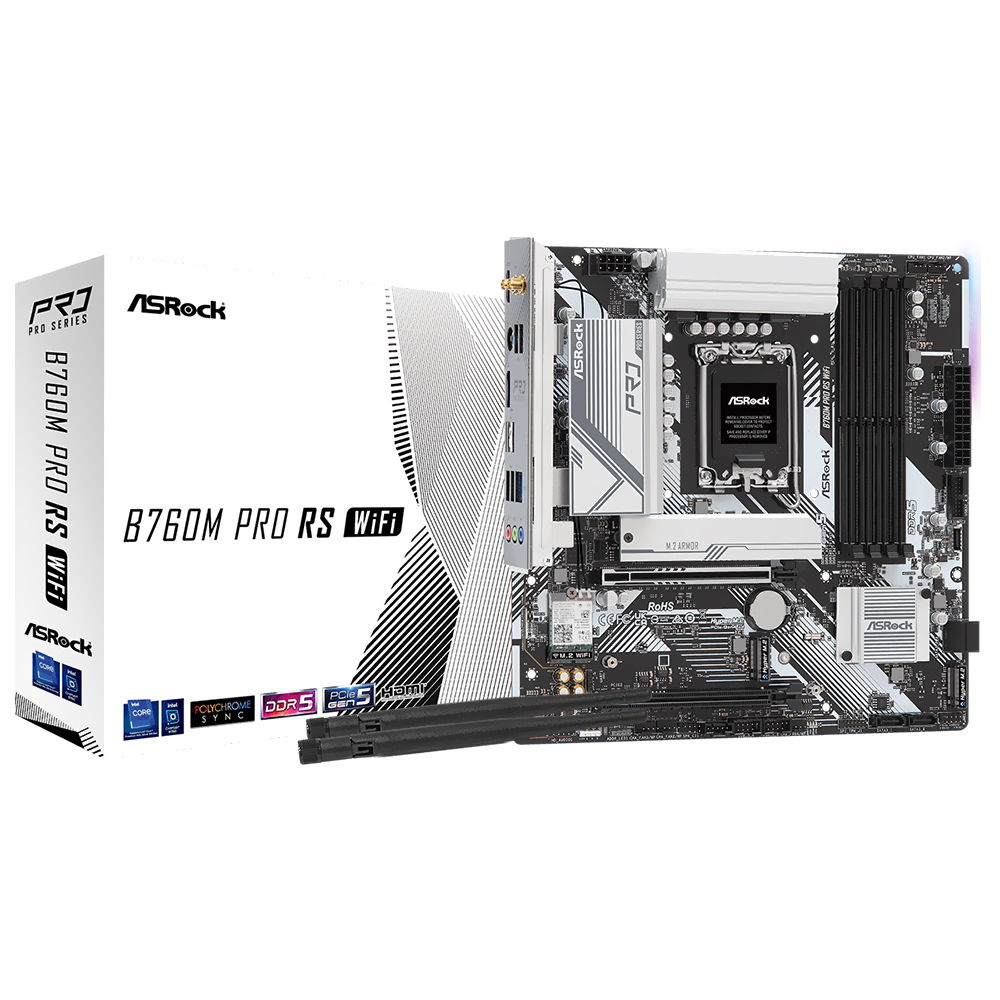 MB S1700 ASROCK B760M PRO RS WIFI M.2/DDR5/WIFI6E/BT/DP/HDMI/PS2/TYPE-C/USB3.2/GLAN/SOM/SATA3 90-MXBNJ0-A0UAYAZ