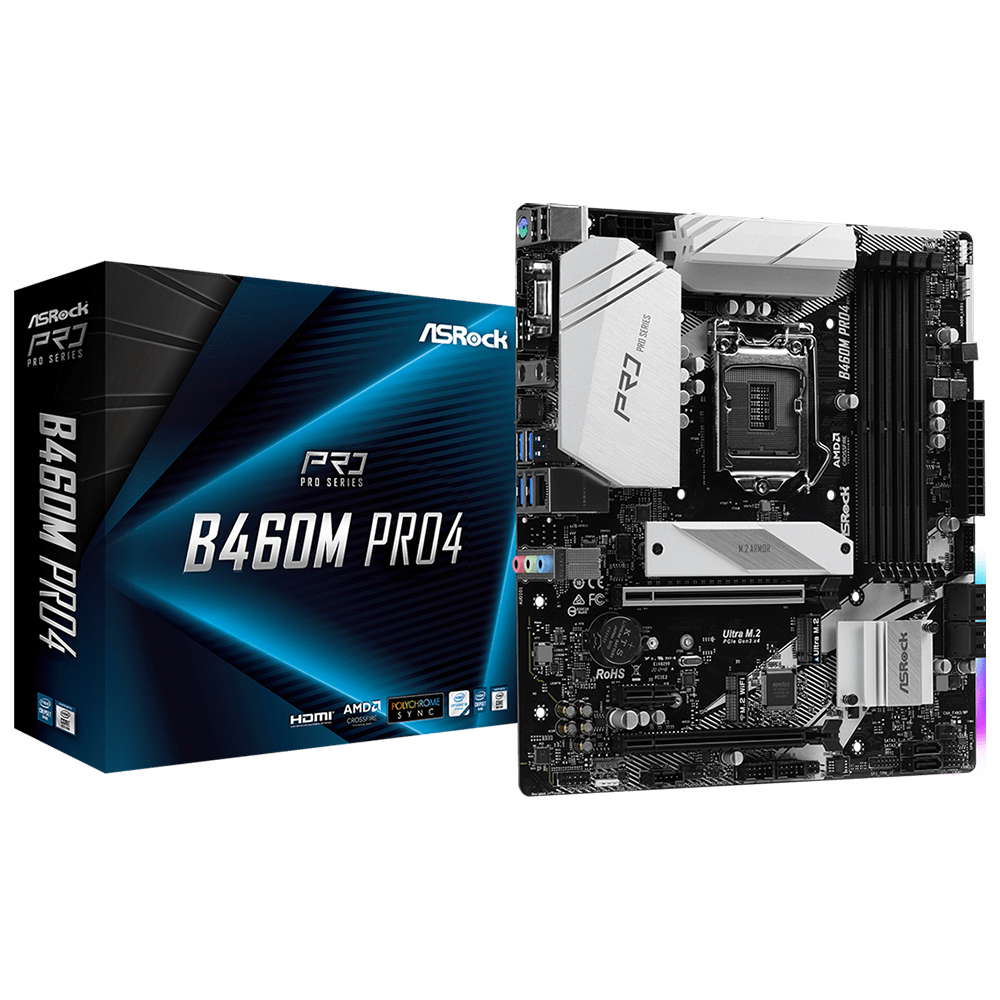 Placa Mãe ASRock B460M PRO4 Socket LGA 1200 / VGA / DDR4 