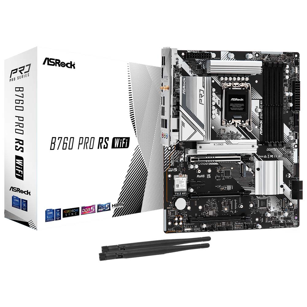 Placa Mãe ASRock B760 Pro RS Wi-Fi Socket LGA 1700 / DDR5