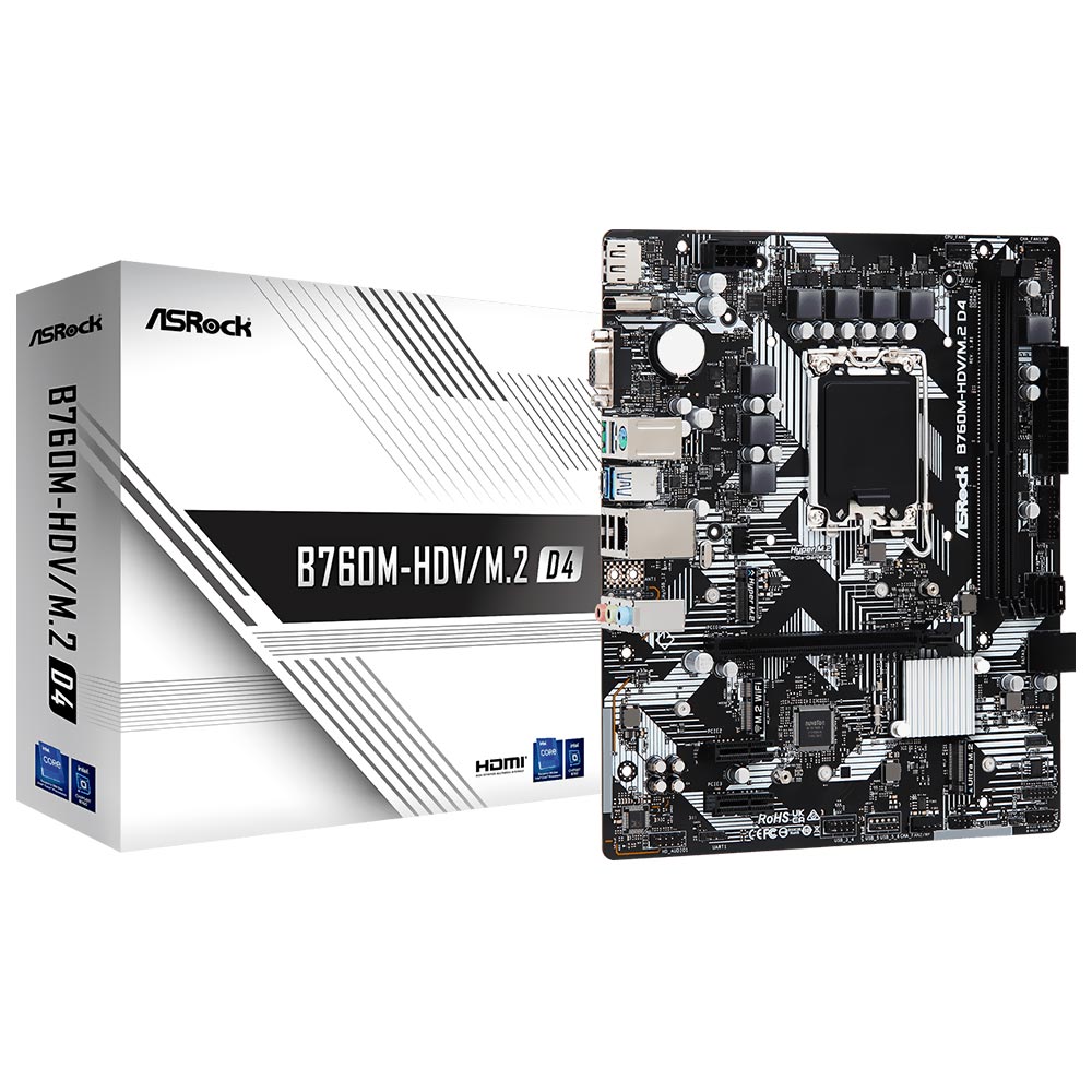 Placa Mãe ASRock B760M-HDV/M.2 D4 Socket LGA 1700 / VGA / DDR4