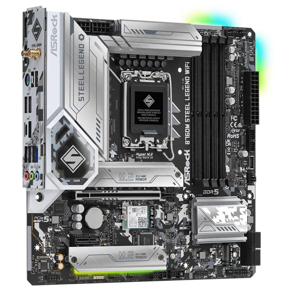 Placa Mãe ASRock B760M Steel Legend Wi-Fi Socket LGA 1700 / DDR5