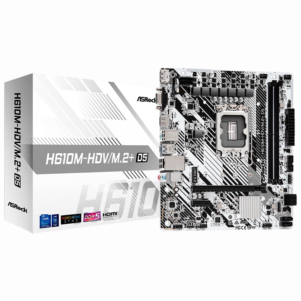 Placa Mãe ASRock H610M-HDV/M.2+ D5 Socket LGA 1700 / VGA / DDR5