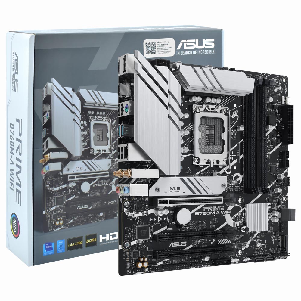 Placa Mãe ASUS Prime B760M-A Wi-Fi Socket LGA 1700 / DDR5