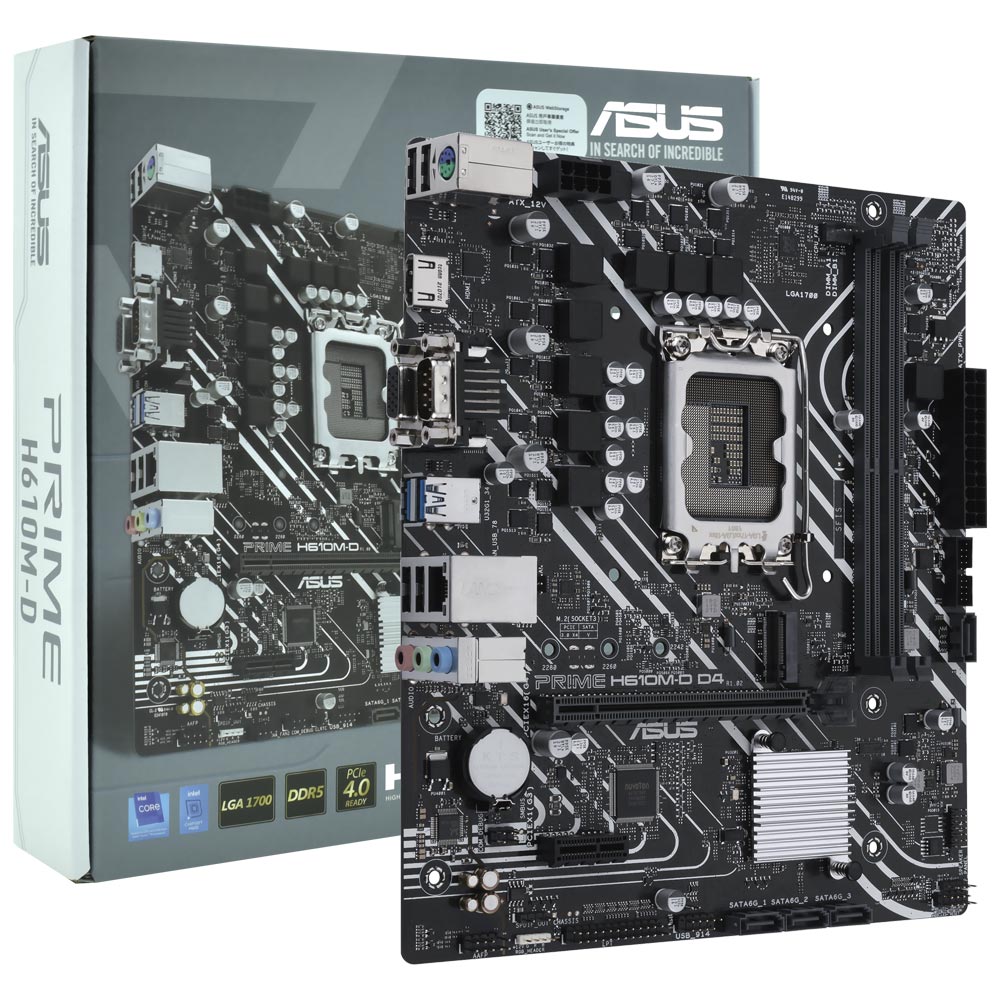 Placa Mãe ASUS Prime H610M-D Socket LGA 1700 / VGA / DDR5