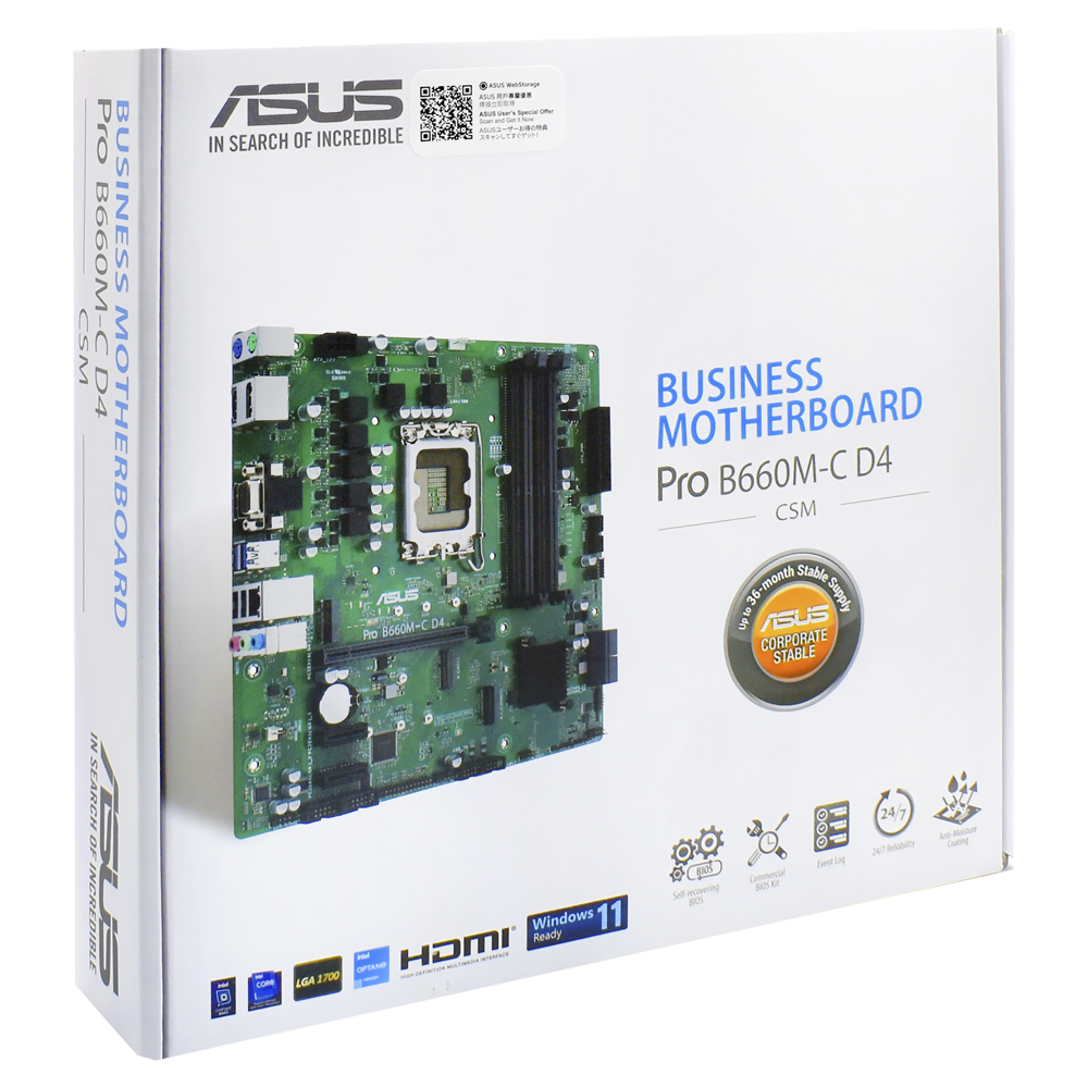 Placa Mãe ASUS Pro B660M-C D4 CSM Socket LGA 1700 / DDR4