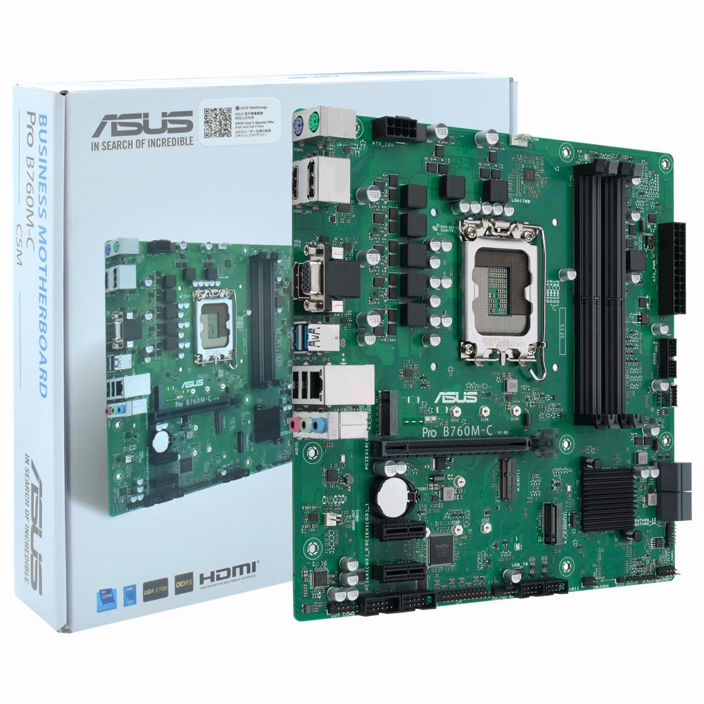 Placa Mãe ASUS Pro B760M-C CSM Socket LGA 1700 / VGA / DDR5