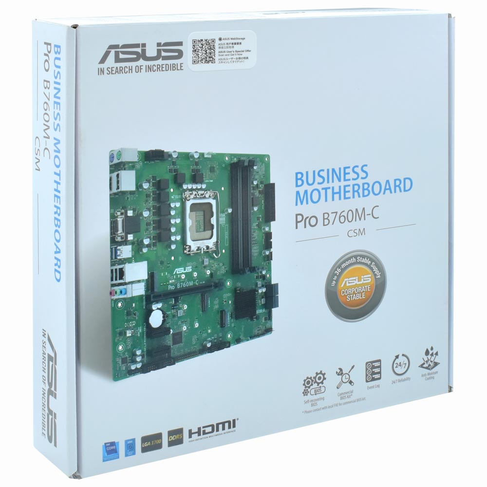 Placa Mãe ASUS Pro B760M-C CSM Socket LGA 1700 / VGA / DDR5