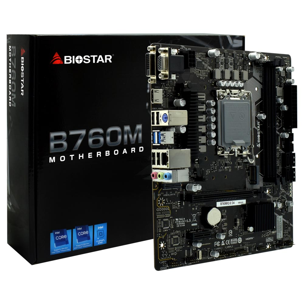 Placa Mãe Biostar B760MX2-E D4 Socket LGA 1700 / VGA / DDR4