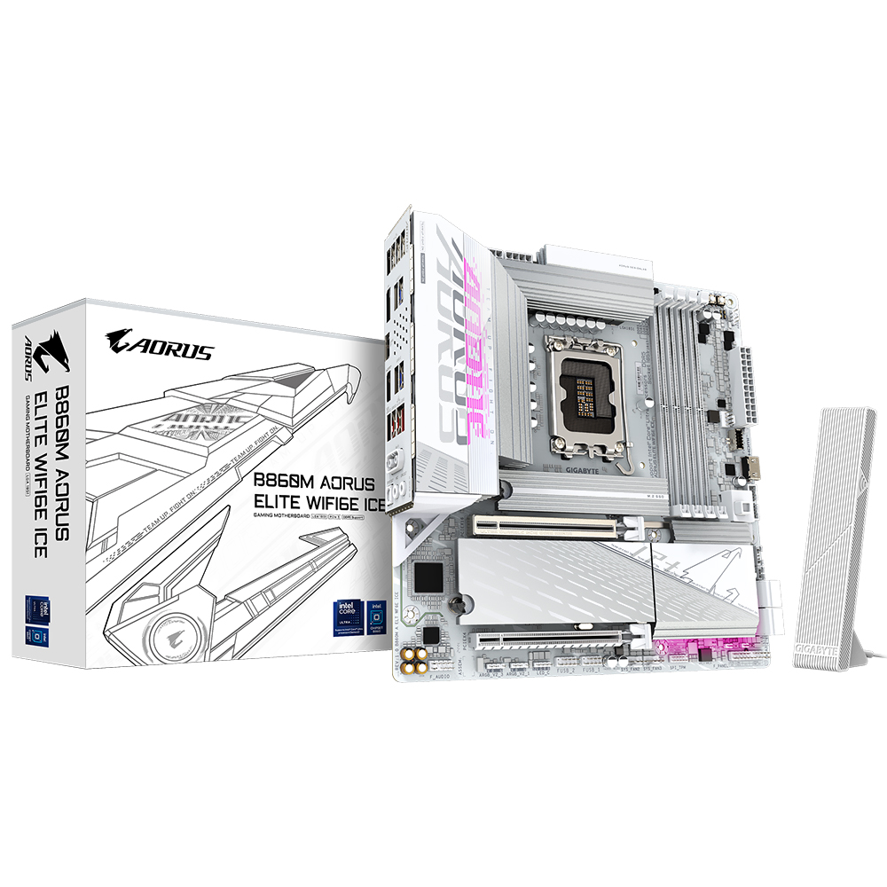 Placa Mãe Gigabyte B860M AORUS Elite Wi-Fi 6E Ice Socket LGA 1851 / DDR5