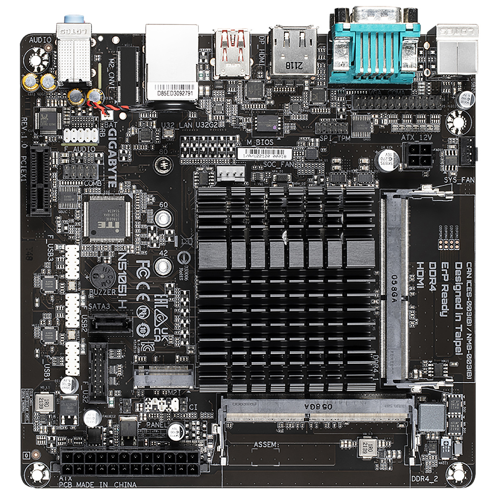 Placa Mãe Gigabyte N5105I H + CPU Intel Celeron até 2.0GHz Mini ITX / VGA / DDR4
