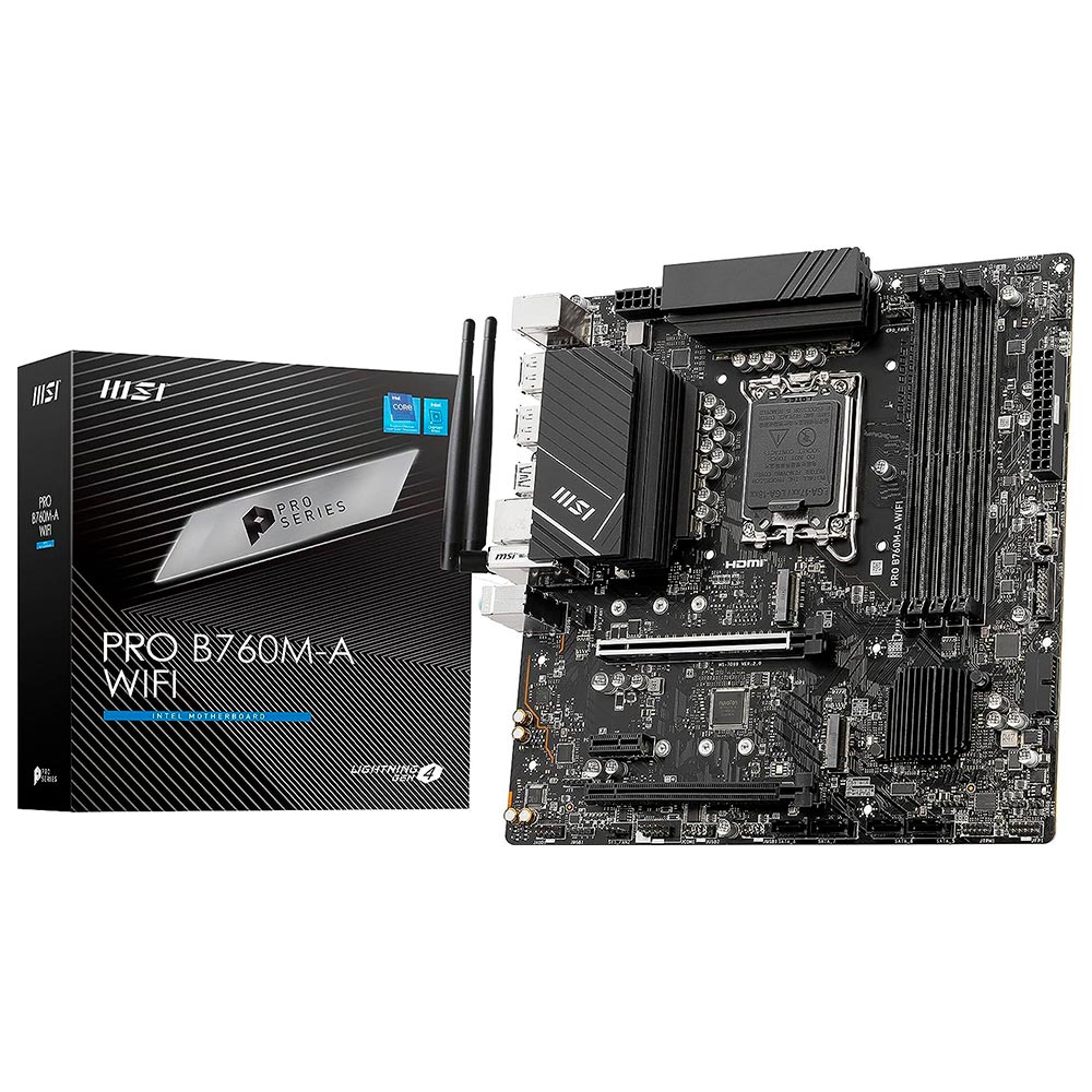 Placa Mãe MSI Pro B760M-A Wi-Fi Socket LGA 1700 / DDR5