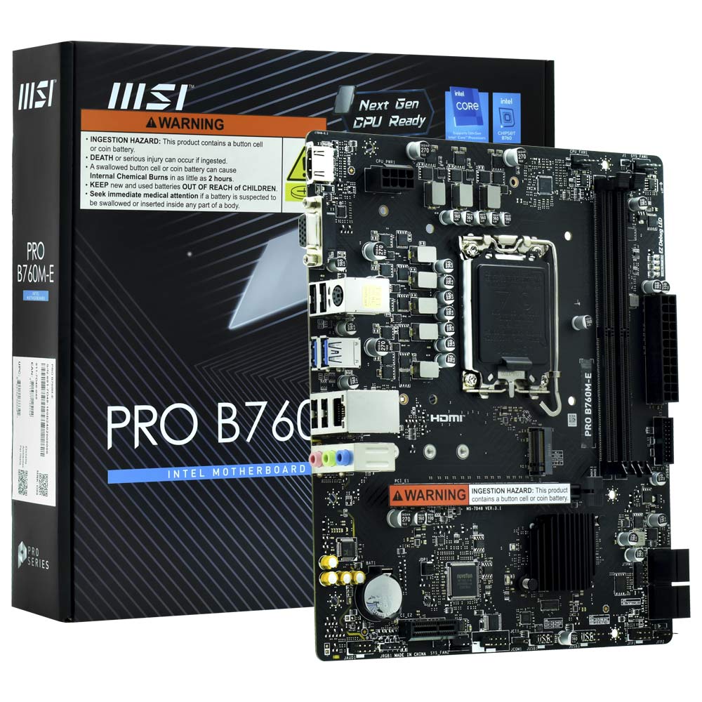 Placa Mãe MSI Pro B760M-E Socket LGA 1700 / VGA / DDR5